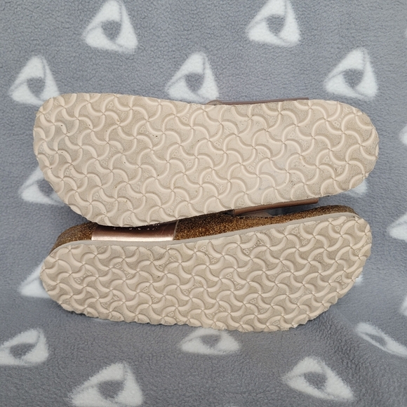 Birkenstock Gizeh Kids Sz 31 Birko Flor Silver Metallic Copper Sandals - Picture 11 of 11